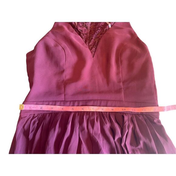 Lulus love spell small burgundy wine chiffon cocktail lace back maxi dress - Picture 10 of 10